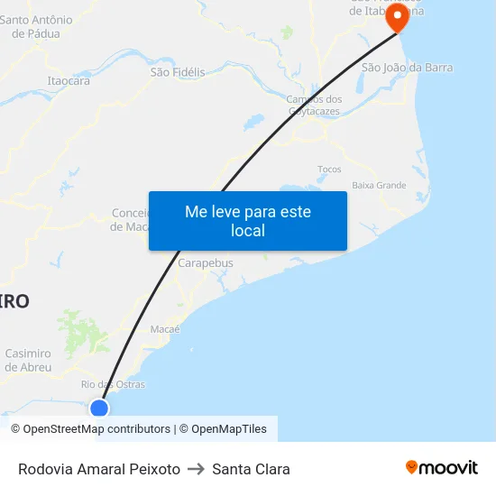 Rodovia Amaral Peixoto to Santa Clara map
