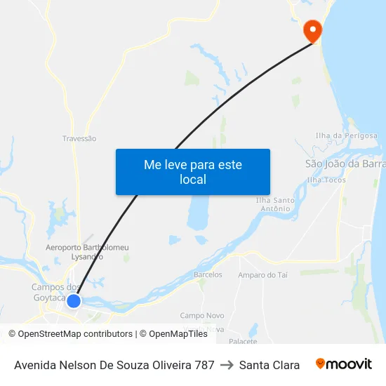 Avenida Nelson De Souza Oliveira 787 to Santa Clara map