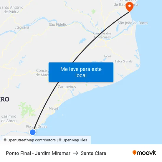 Ponto Final - Jardim Miramar to Santa Clara map