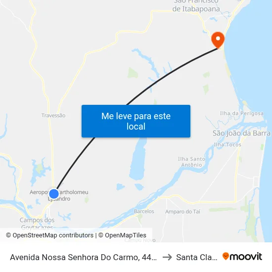 Avenida Nossa Senhora Do Carmo, 4425 to Santa Clara map