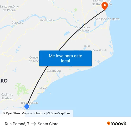 Rua Paraná, 7 to Santa Clara map