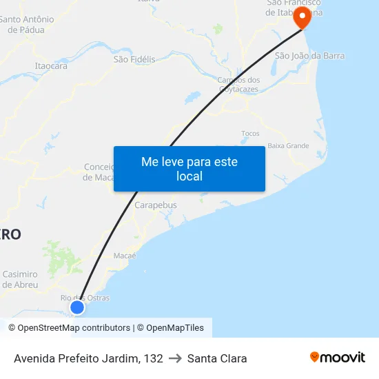 Avenida Prefeito Jardim, 132 to Santa Clara map