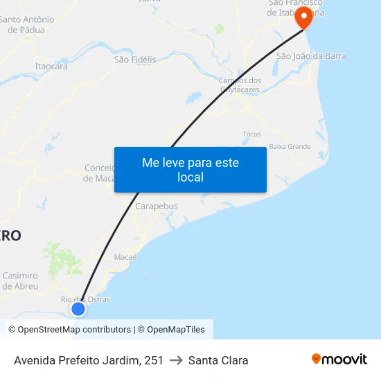 Avenida Prefeito Jardim, 251 to Santa Clara map