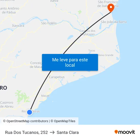 Rua Dos Tucanos, 252 to Santa Clara map