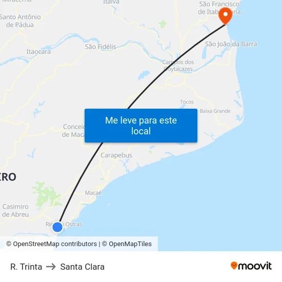 R. Trinta to Santa Clara map