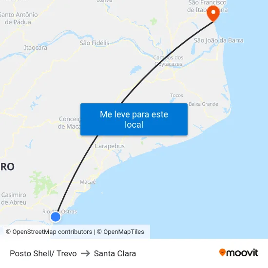 Posto Shell/ Trevo to Santa Clara map