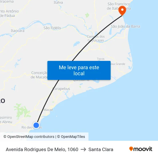 Avenida Rodrigues De Melo, 1060 to Santa Clara map