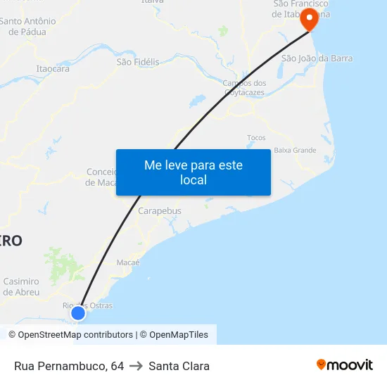 Rua Pernambuco, 64 to Santa Clara map