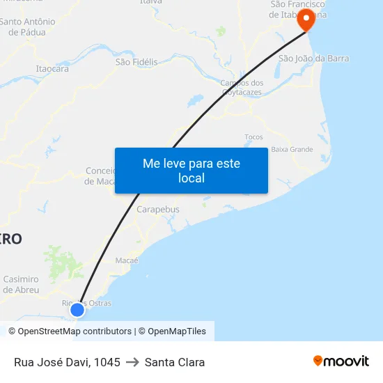 Rua José Davi, 1045 to Santa Clara map