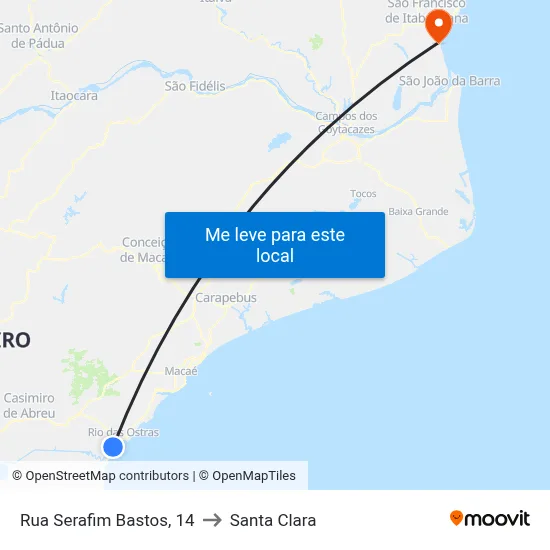 Rua Serafim Bastos, 14 to Santa Clara map