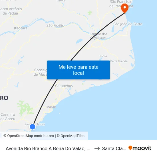 Avenida Rio Branco A Beira Do Valão, 188 to Santa Clara map