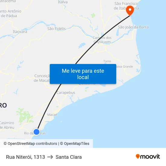 Rua Niterói, 1313 to Santa Clara map
