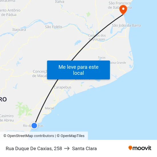 Rua Duque De Caxias, 258 to Santa Clara map