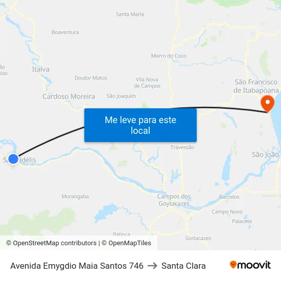 Avenida Emygdio Maia Santos 746 to Santa Clara map