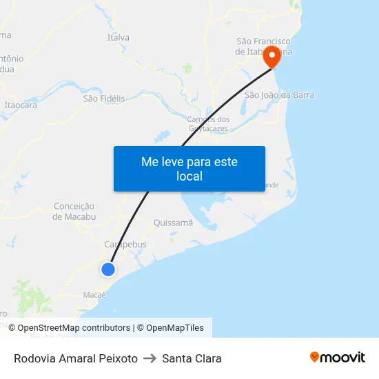 Rodovia Amaral Peixoto to Santa Clara map