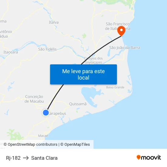 Rj-182 to Santa Clara map