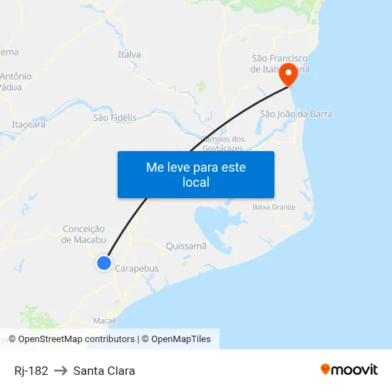 Rj-182 to Santa Clara map