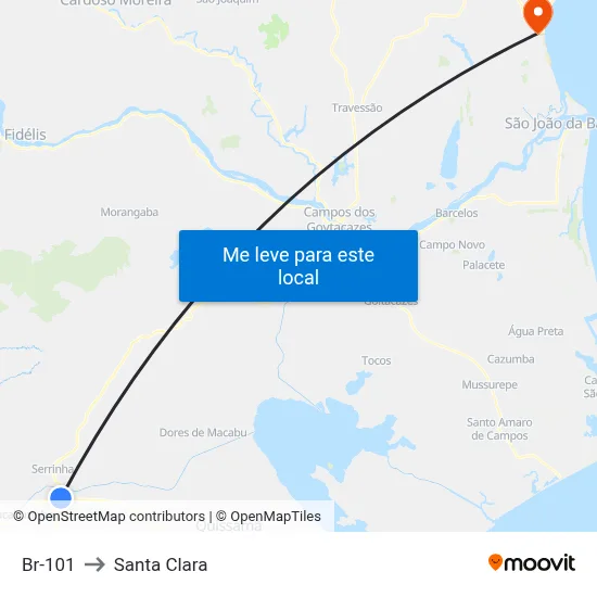 Br-101 to Santa Clara map