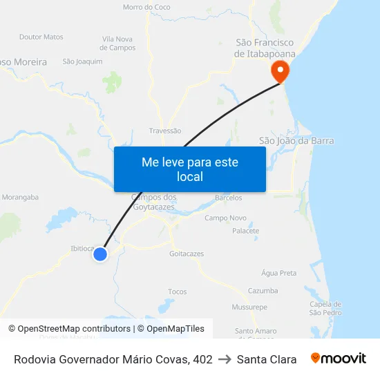 Rodovia Governador Mário Covas, 402 to Santa Clara map