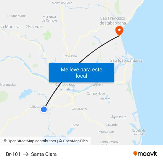 Br-101 to Santa Clara map