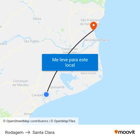 Rodagem to Santa Clara map