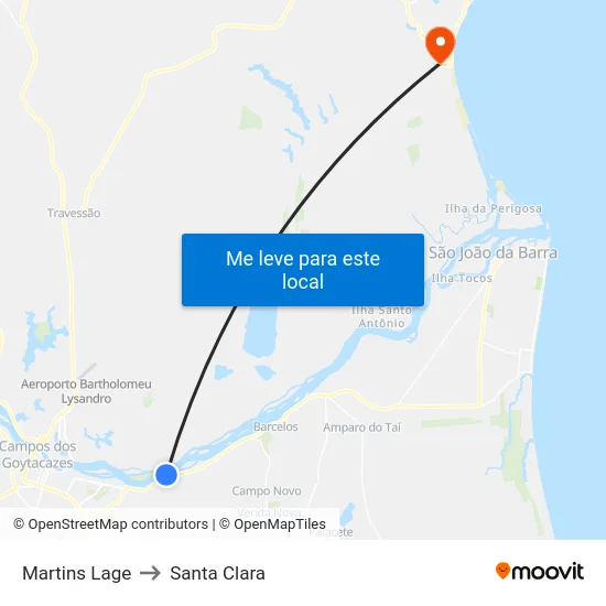 Martins Lage to Santa Clara map