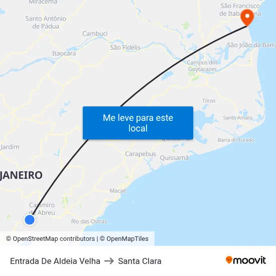 Entrada De Aldeia Velha to Santa Clara map