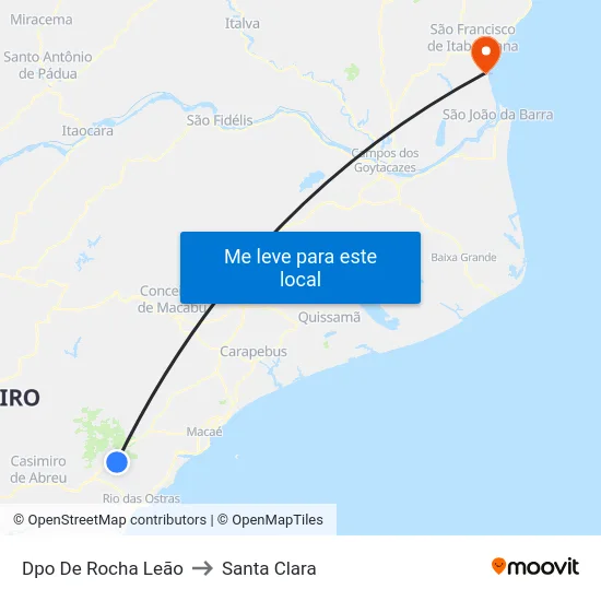 Dpo De Rocha Leão to Santa Clara map