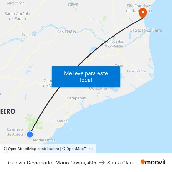 Rodovia Governador Mário Covas, 496 to Santa Clara map