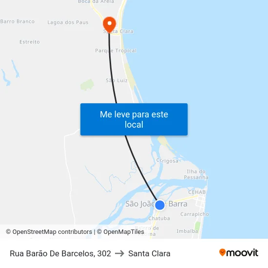 Rua Barão De Barcelos, 302 to Santa Clara map
