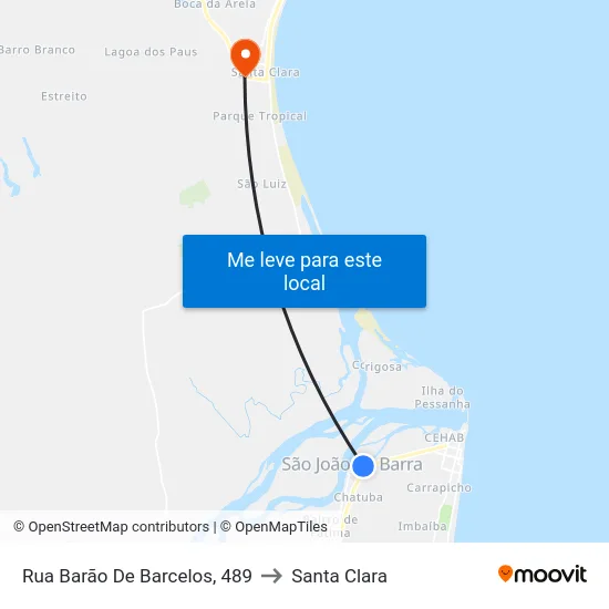 Rua Barão De Barcelos, 489 to Santa Clara map