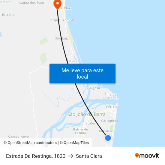 Estrada Da Restinga, 1820 to Santa Clara map