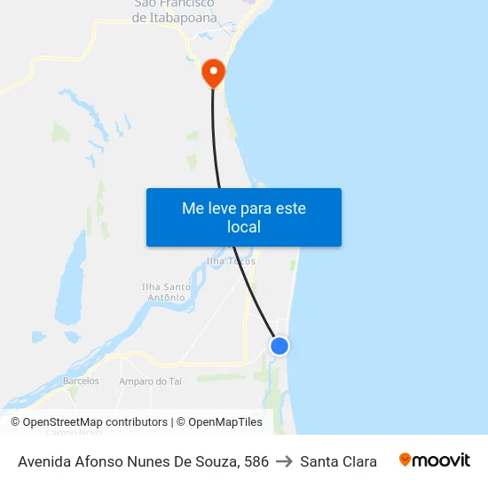 Avenida Afonso Nunes De Souza, 586 to Santa Clara map