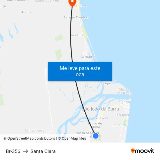 Br-356 to Santa Clara map