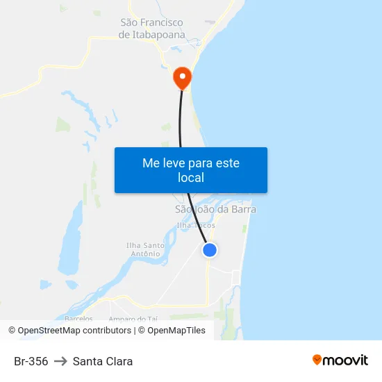 Br-356 to Santa Clara map