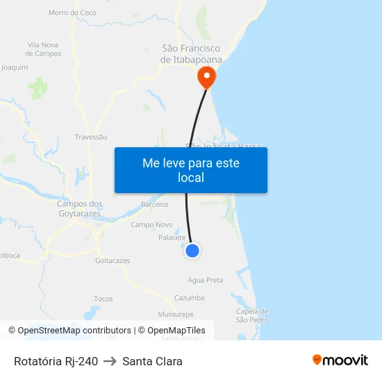 Rotatória Rj-240 to Santa Clara map