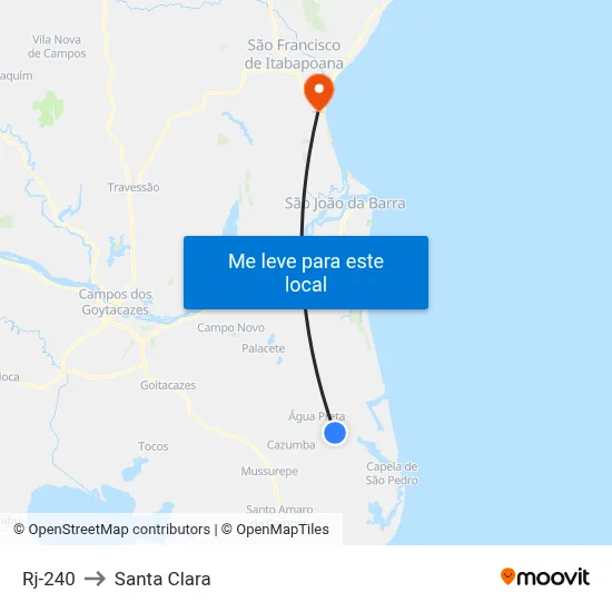 Rj-240 to Santa Clara map