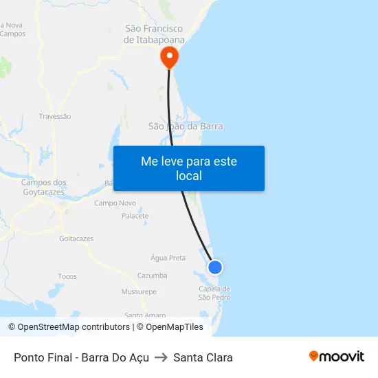 Ponto Final - Barra Do Açu to Santa Clara map