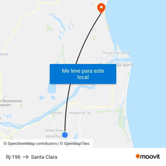 Rj-196 to Santa Clara map