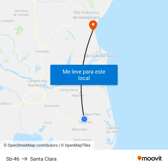 Sb-46 to Santa Clara map