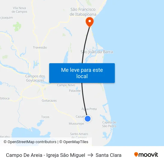 Campo De Areia - Igreja São Miguel to Santa Clara map