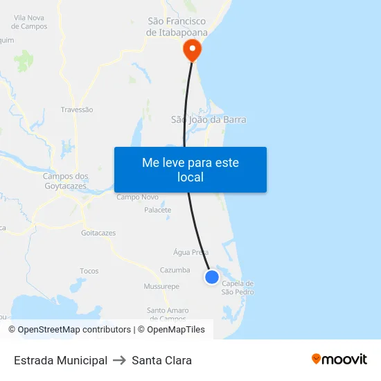 Estrada Municipal to Santa Clara map