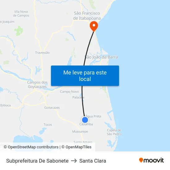 Subprefeitura De Sabonete to Santa Clara map