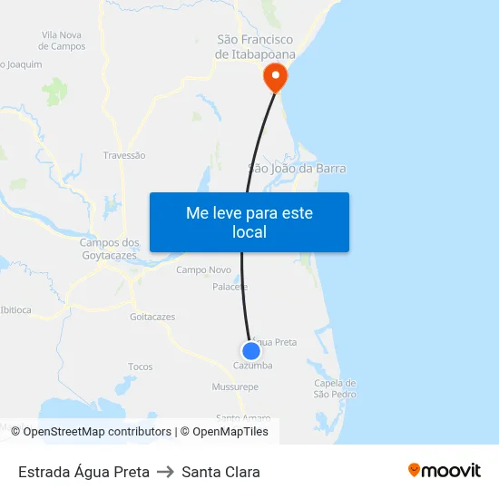 Estrada Água Preta to Santa Clara map
