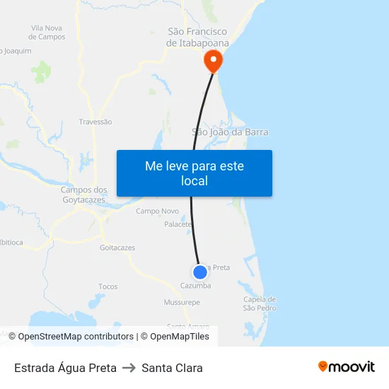 Estrada Água Preta to Santa Clara map