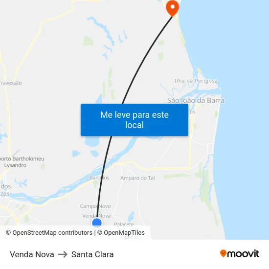 Venda Nova to Santa Clara map