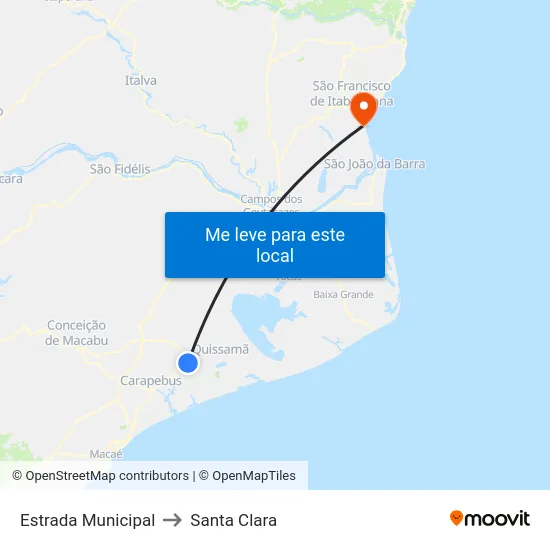 Estrada Municipal to Santa Clara map
