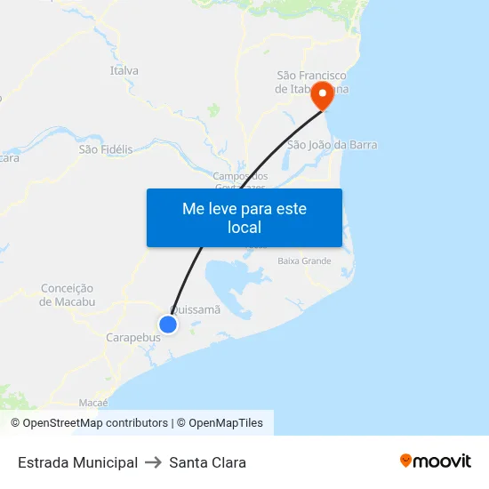 Estrada Municipal to Santa Clara map