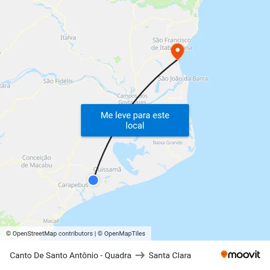 Canto De Santo Antônio - Quadra to Santa Clara map