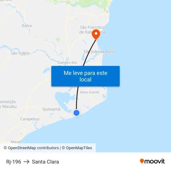 Rj-196 to Santa Clara map
